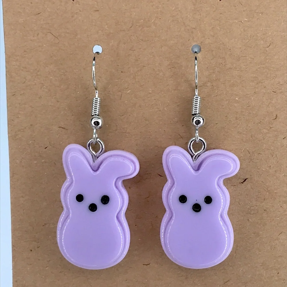 Charming Lavender Peep Easter Bunny Fashion Earrings Fashion Jewelry - Picture 1 of 2